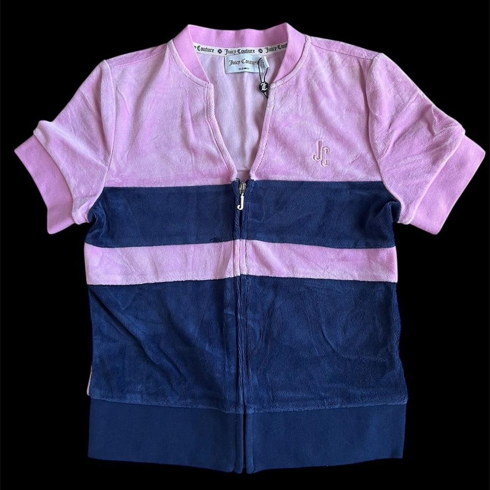 Juicy Couture Pink and Navy Zip-Up Sweatshirt